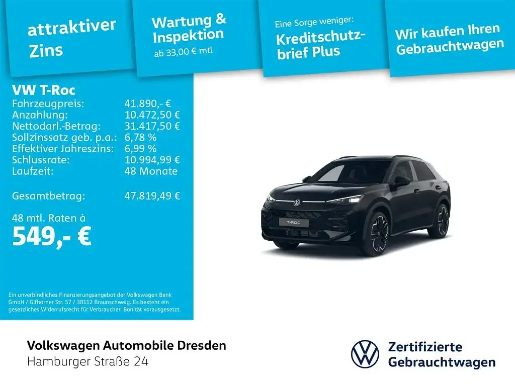 Gebraucht VW T-Roc R-line 150 PS (110 kW) 2026 Schwarz SUV