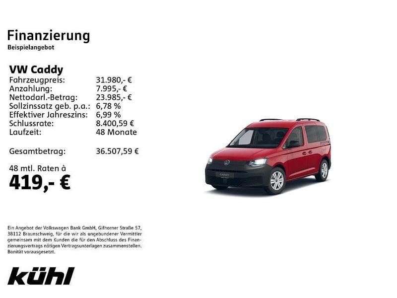Neu VW Caddy 116 PS (85 kW) 2026 Kirschrot Van / Kleinbus