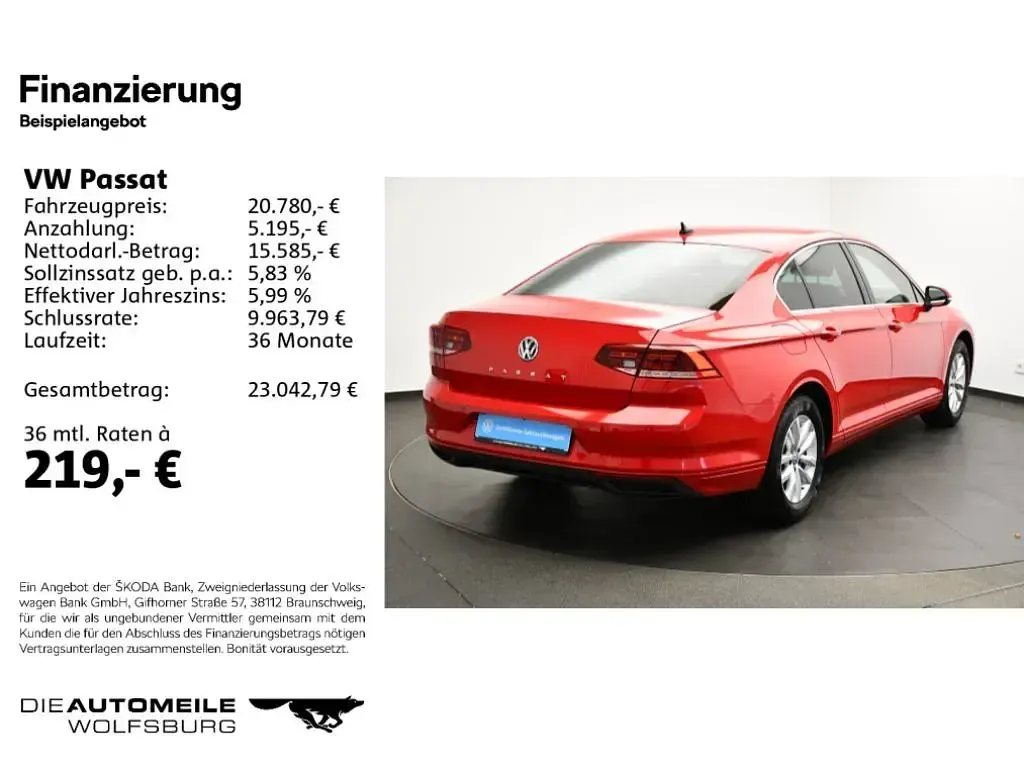 Gebraucht VW Passat Business 150 PS (110 kW) 2020 Tornadorot Limousine