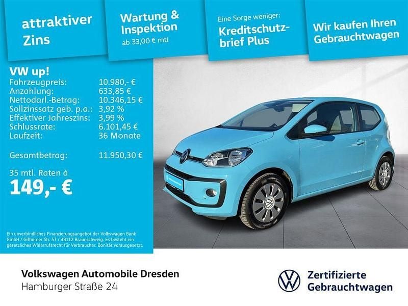 Blau Gebraucht 2021 VW up! Kleinwagen | 10.980 € (Fairer Preis) - Bild 1/4