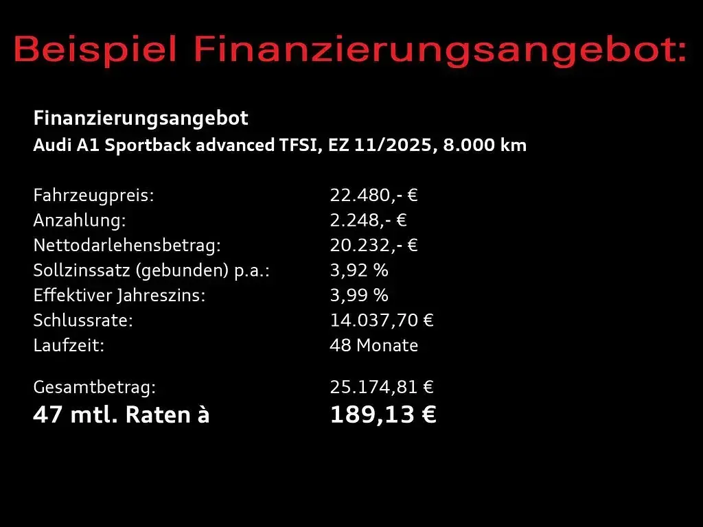 Gebraucht Audi A1 Sportback Advanced Plus 116 PS (85 kW) 2025 Distriktgrün metallic Kleinwagen