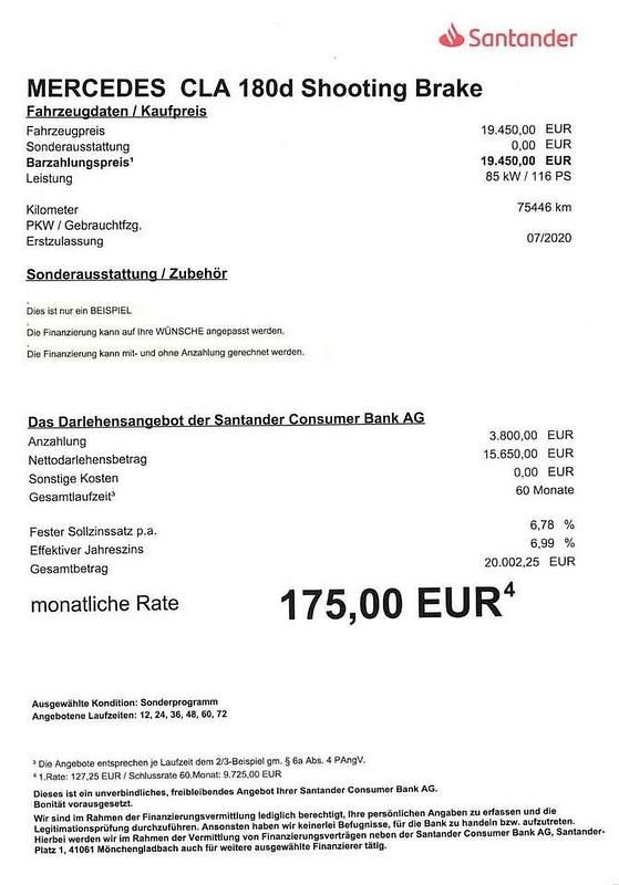 Gebraucht Mercedes CLA180 116 PS (85 kW) 2020 Nachtschwarz Limousine