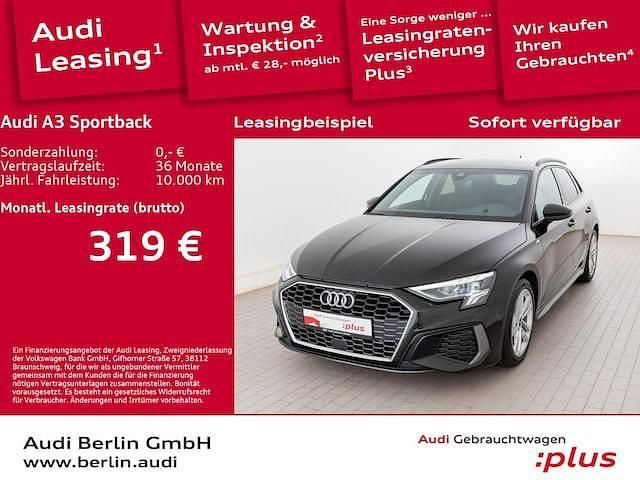 Mythosschwarz metallic Gebraucht 2024 Audi A3 S-Line Limousine | 28.900 € (Superpreis) - Bild 1/3