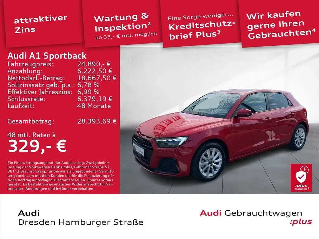 Gebraucht Audi A1 Sportback Advanced Plus 116 PS (85 kW) 2025 Progressivrot metallic Kleinwagen