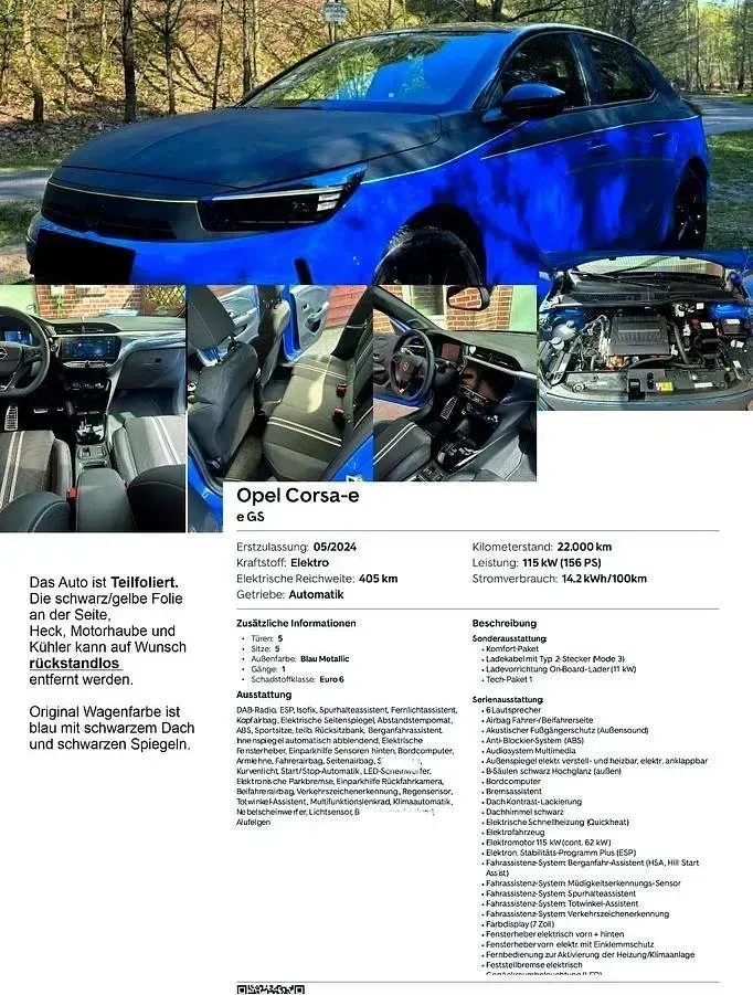 Gebraucht Opel Corsa-e 114 kW (156 PS) 2024 Blau Kleinwagen