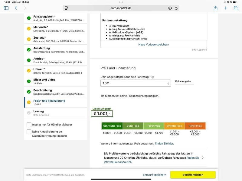 Usata Audi A4 131 CV (96 kW) 2001 Argento Berlina