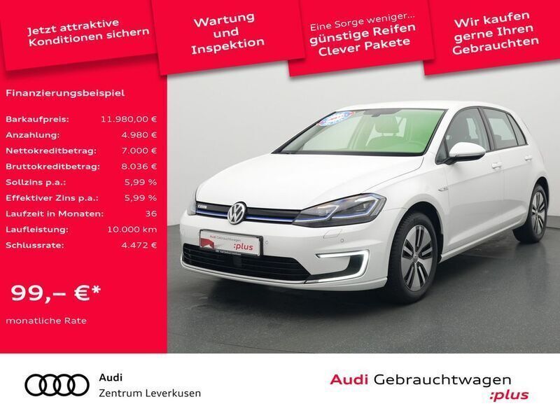 Pure white Gebraucht 2018 VW e-Golf Kleinwagen | 12.480 € (Fairer Preis) - Bild 1/4