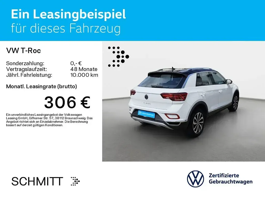 Gebraucht VW T-Roc Style 150 PS (110 kW) 2023 Pure white/schwarz SUV