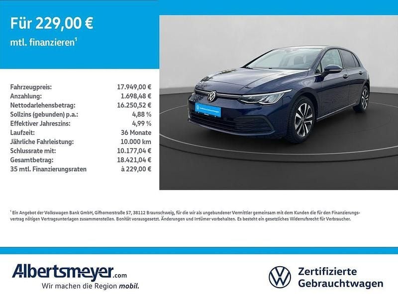 Blau Gebraucht 2021 VW Golf United Limousine | 17.949 € (Fairer Preis) - Bild 1/4