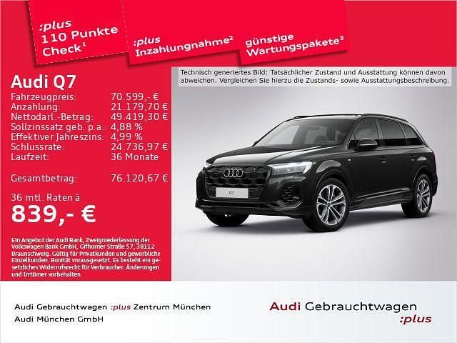 Mythosschwarz metallic Gebraucht 2025 Audi Q7 S-Line SUV | 70.599 € (Superpreis) - Bild 1/2