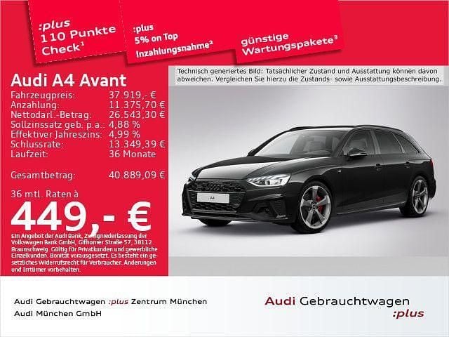 Mythosschwarz metallic Gebraucht 2024 Audi A4 S-Line Kombi | 37.919 € (Fairer Preis) - Bild 1/1