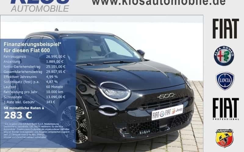 Schwarz Neu 2025 Fiat 600 La Prima SUV | 26.990 € (Fairer Preis) - Bild 1/4