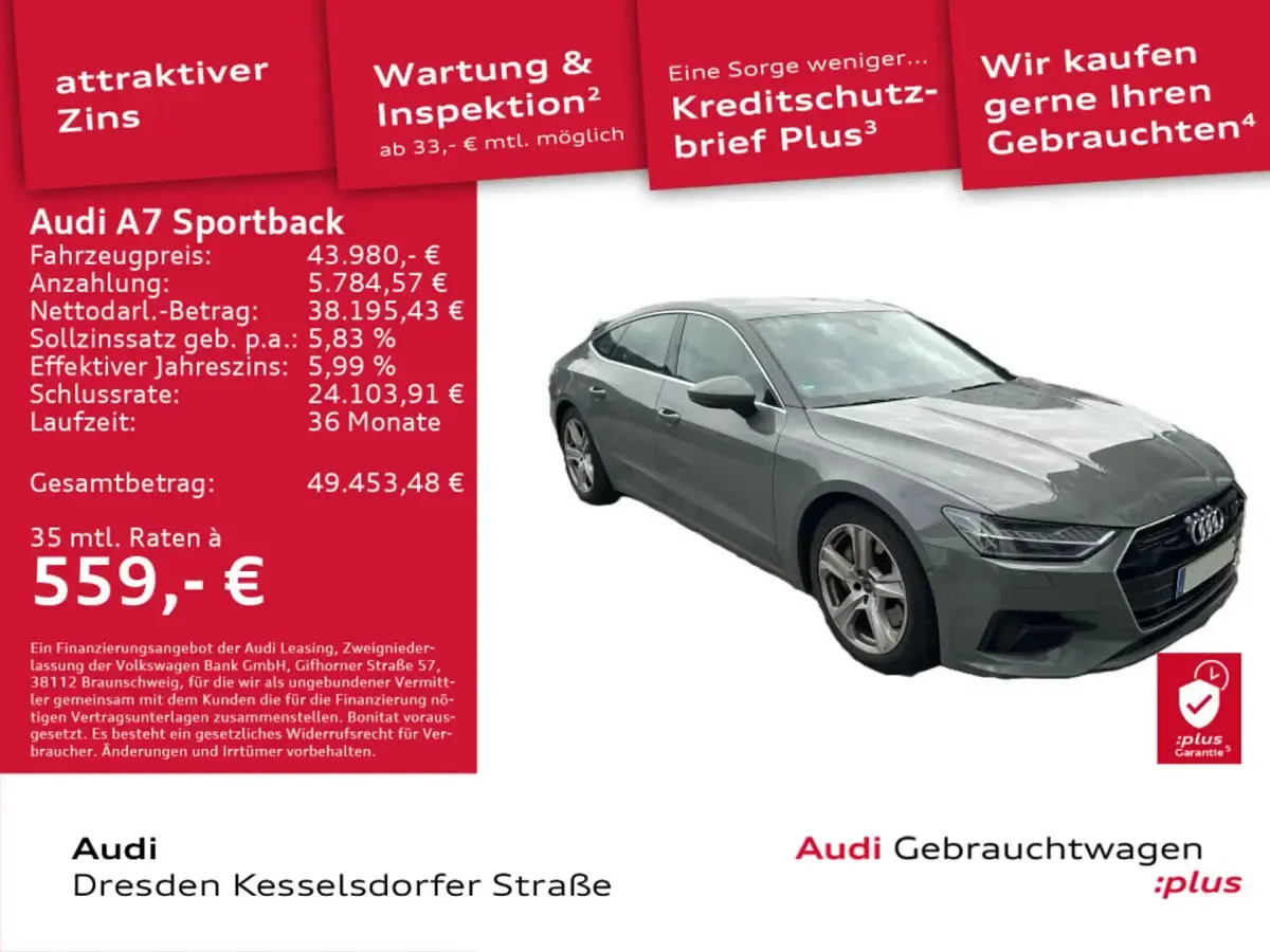Gebraucht Audi A7 Sportback Premium 340 PS (250 kW) 2022 Chronosgrau metallic Kleinwagen