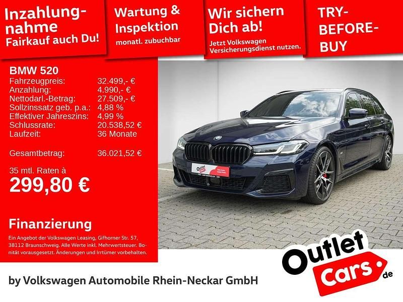 Tansanitblau ii metallic Gebraucht 2021 BMW 520 M Sport Kombi | 32.499 € (Fairer Preis) - Bild 1/3
