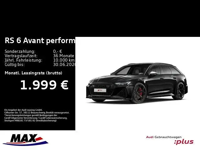Neu Audi RS6 Performance 630 PS (463 kW) 2025 Schwarz Kombi