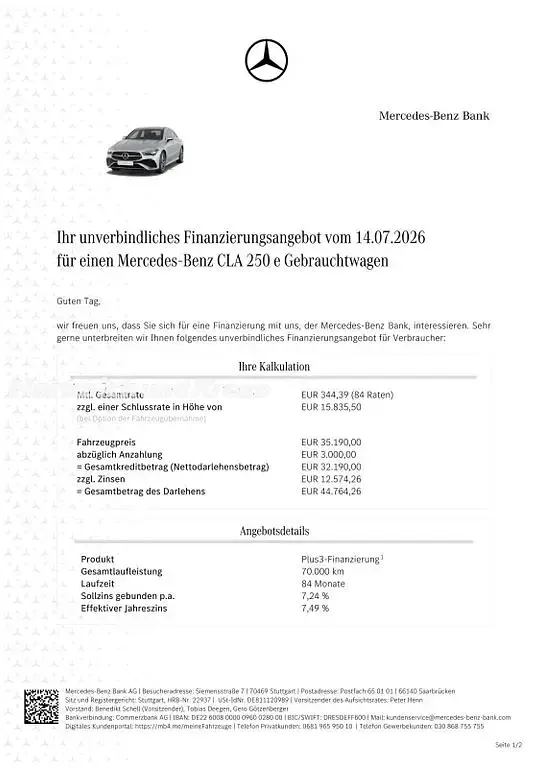 Gebraucht Mercedes CLA250e AMG line 218 PS (160 kW) 2024 Iridiumsilber  lack Coupé