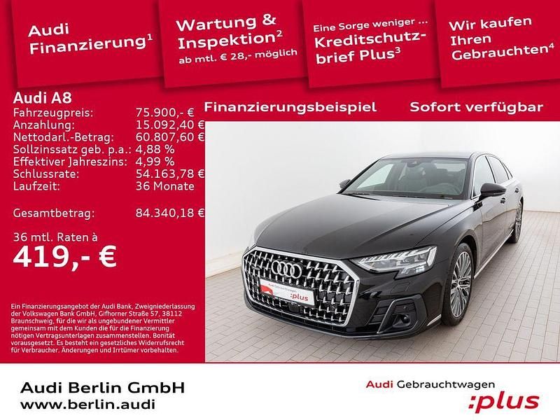 Mythosschwarz metallic Gebraucht 2023 Audi A8 Ambiente Limousine | 75.900 € (Fairer Preis) - Bild 1/3