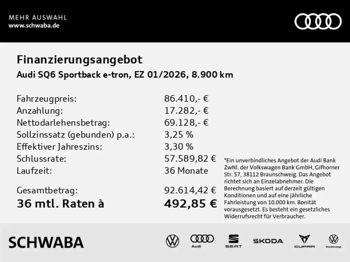 Second-hand Audi SQ6 e-tron 359 kW (489 CP) 2026 Alb SUV