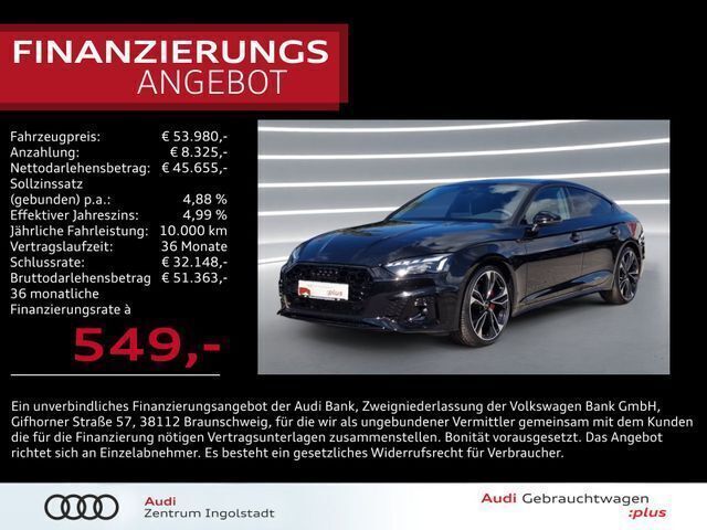 Schwarz Gebraucht 2024 Audi A5 Sportback S-Line Coupé | 53.980 € - Bild 1/3