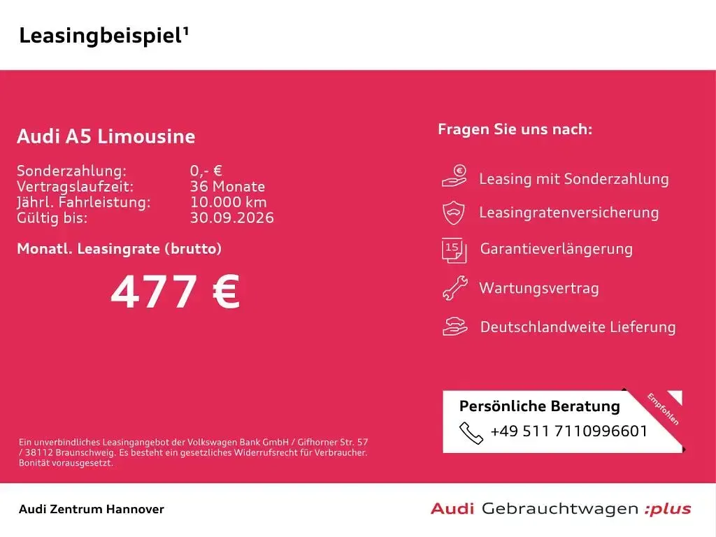 Gebraucht Audi A5 Sport 204 PS (150 kW) 2025 Gletscherweiß metallic Limousine