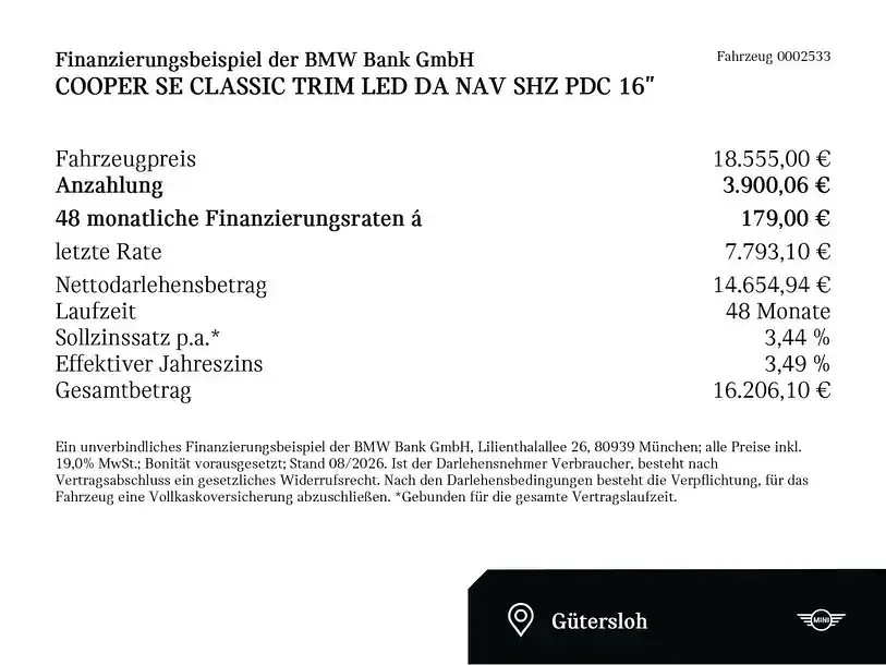 Gebraucht Mini Cooper SE Classic 135 kW (184 PS) 2023 Midnight black ii (schwarz) Kleinwagen
