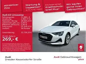 Gebraucht Audi A3 150 PS (110 kW) 2025 Weiß (gletscherweiß metallic) Limousine