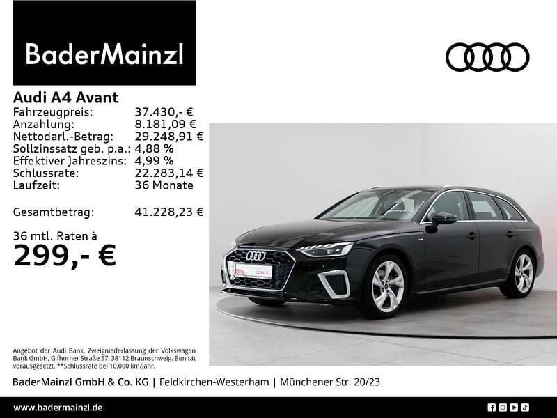 Mythosschwarz metallic Gebraucht 2025 Audi A4 S-Line Kombi | 37.430 € (Guter Preis) - Bild 1/3