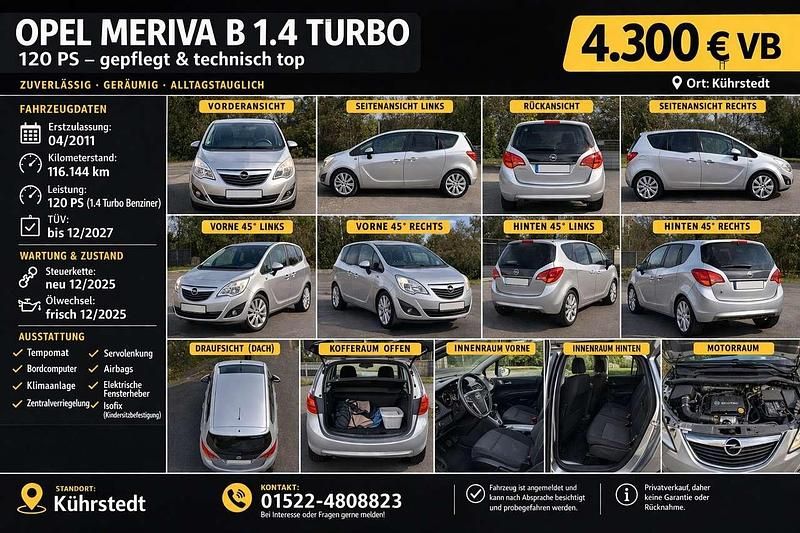 Gebraucht Opel Meriva 120 PS (88 kW) 2010 Grau Van / Kleinbus