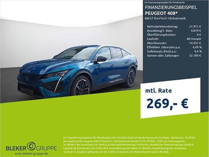 Blau Gebraucht 2023 Peugeot 408 Limousine | 25.380 € (Guter Preis) - Bild 1/3