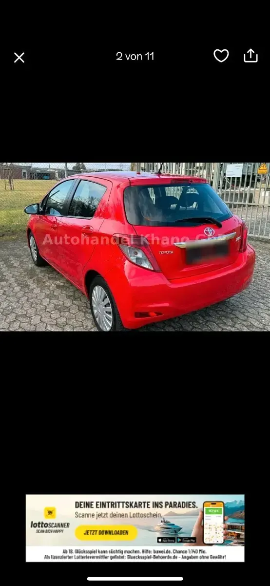 Gebraucht Toyota Yaris 69 PS (50 kW) 2012 Rot Kleinwagen