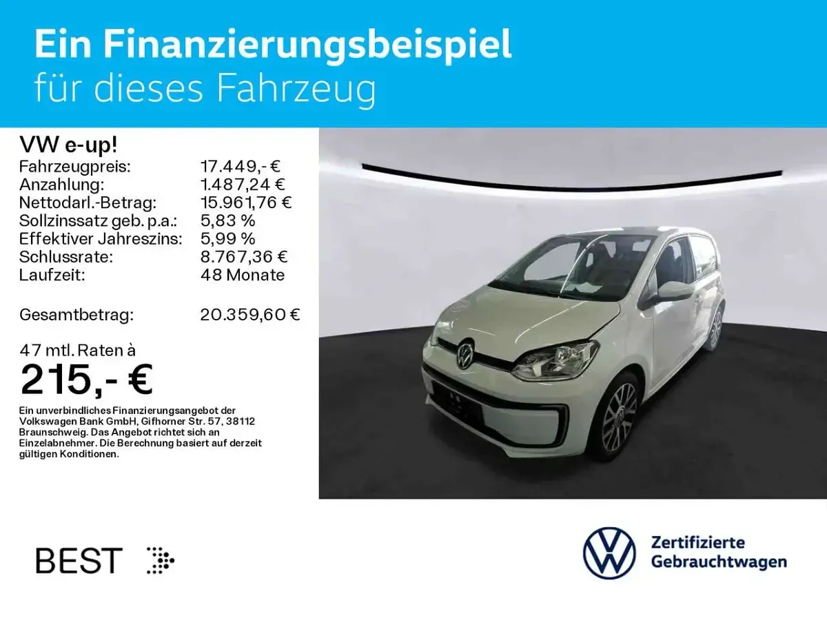 Gebraucht VW e-up! Style 61 kW (83 PS) 2023 Pure white Kleinwagen