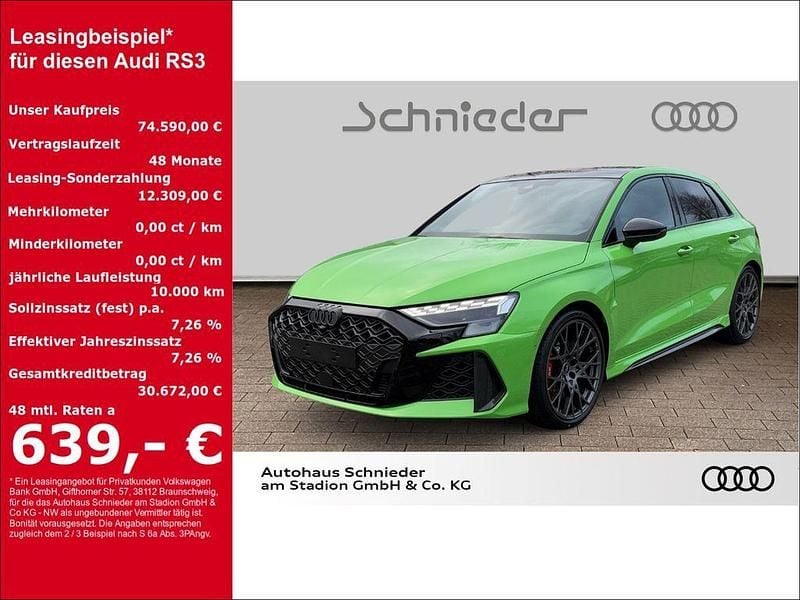 Grün Neu 2025 Audi RS3 Sportback Sport Kleinwagen | 74.590 € - Bild 1/3