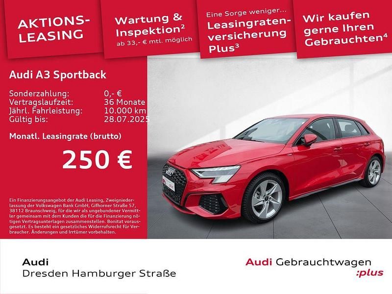 Rot Gebraucht 2024 Audi A3 Sportback S-Line Limousine | 34.490 € (Guter Preis) - Bild 1/3