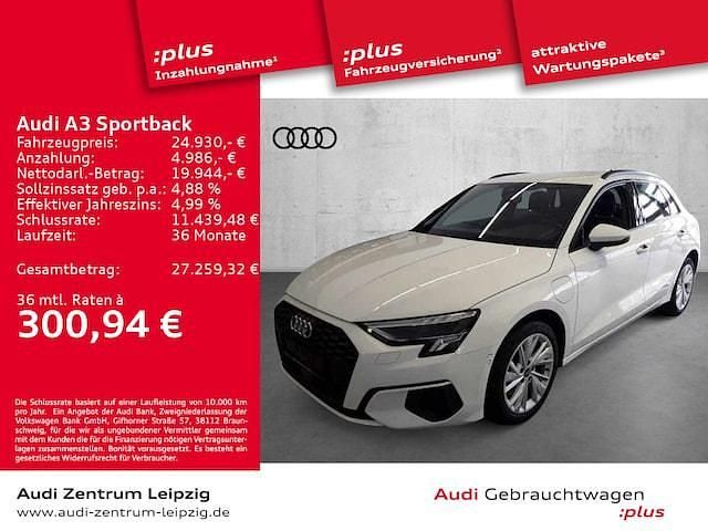 Weiß Gebraucht 2022 Audi A3 Sportback e-tron Limousine | 24.930 € (Fairer Preis) - Bild 1/3