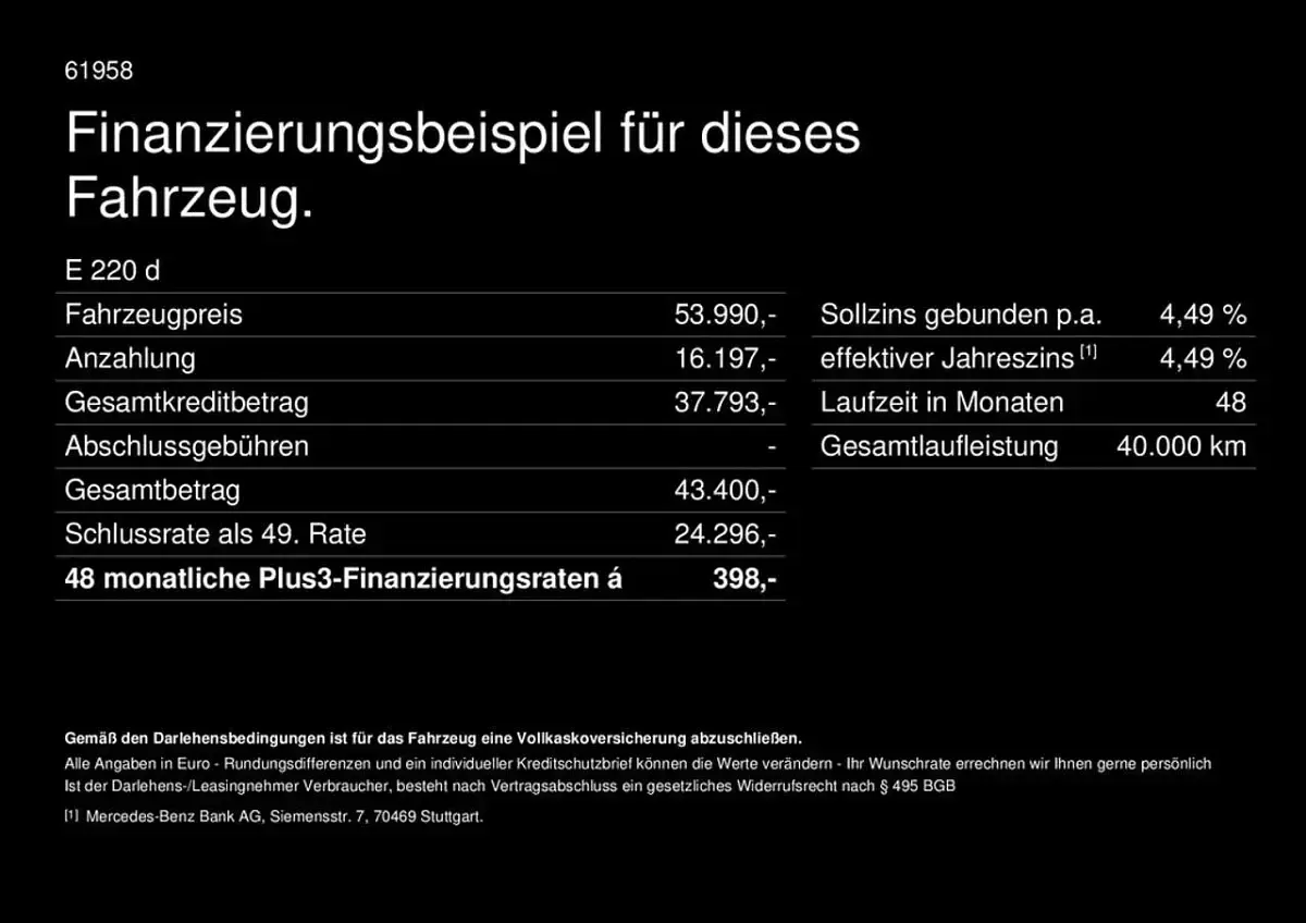 Gebraucht Mercedes E220 Avantgarde 197 PS (144 kW) 2026 Unilack schwarz Limousine