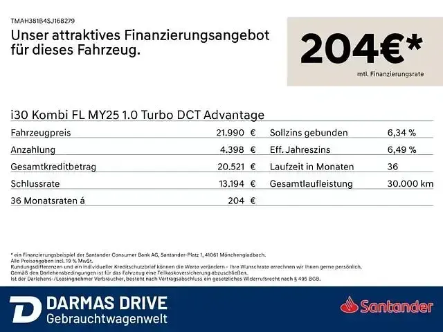 Usata Hyundai i30 Advantage 101 CV (74 kW) 2025 Verde Station wagon