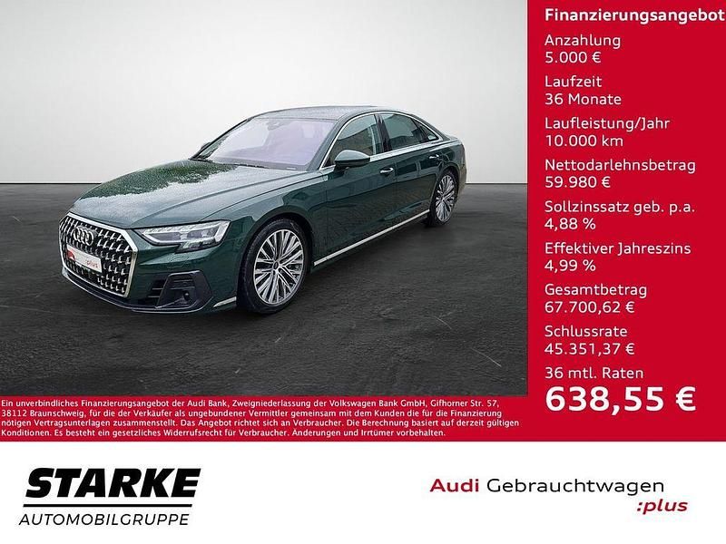 Grün (goodwoodgreen individuallackie) Gebraucht 2023 Audi A8 Ambiente Limousine | 64.980 € (Superpreis) - Bild 1/4