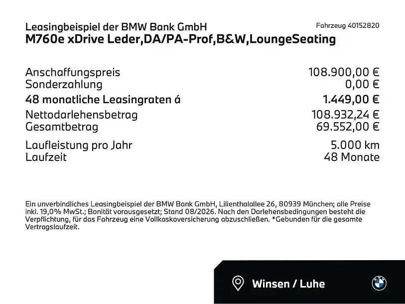Gebraucht BMW M760e Sport Line 574 PS (422 kW) 2025 Rot Limousine