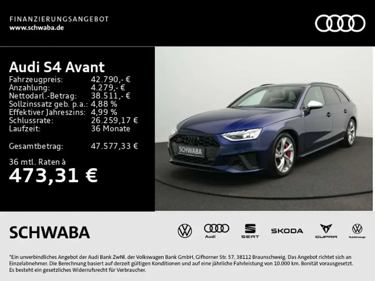 Gebraucht Audi S4 Sport 341 PS (250 kW) 2023 Navarrablau metallic Kombi