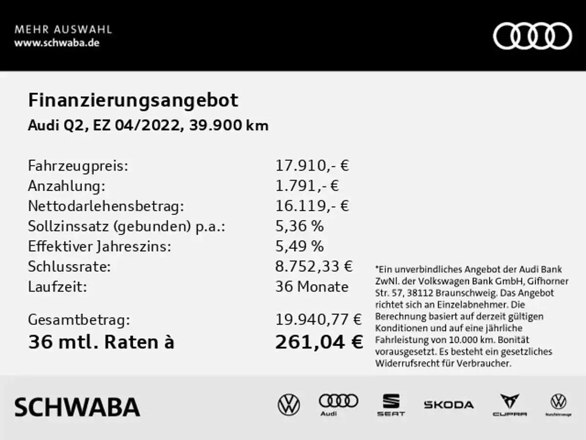 Gebraucht Audi Q2 110 PS (80 kW) 2022 Schwarz SUV