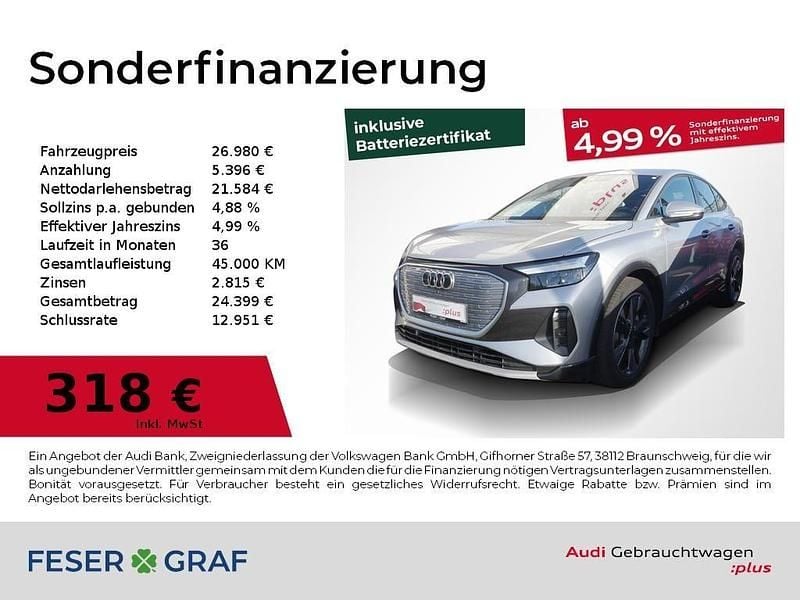 Gebraucht Audi Q4 Sportback e-tron Advanced Plus 150 kW (204 PS) 2022 Florettsilber metallic SUV