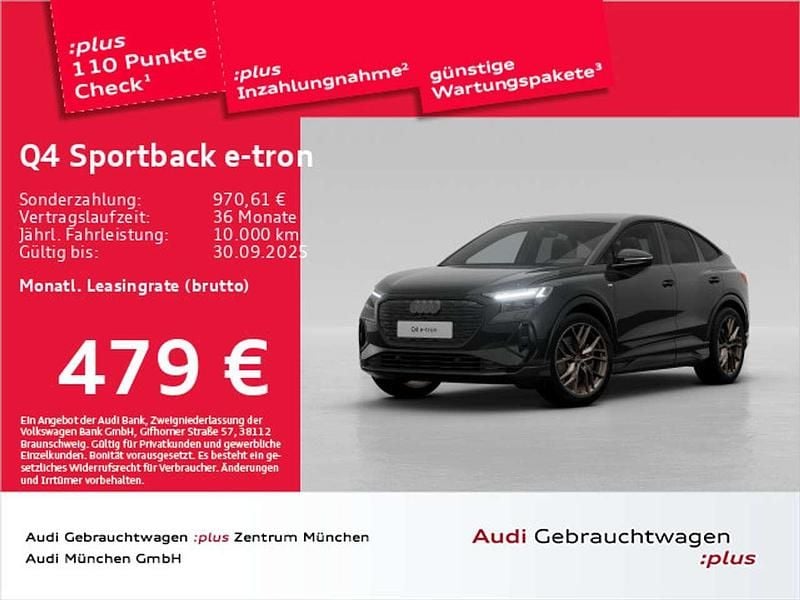 Mythosschwarz metallic Gebraucht 2024 Audi Q4 e-tron S-Line SUV | 50.963 € (Superpreis) - Bild 1/2