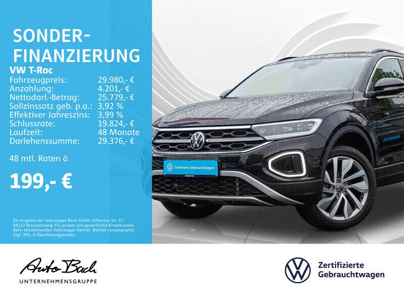 Schwarz (deep black perleffekt) Gebraucht 2024 VW T-Roc Move SUV | 29.980 € (Fairer Preis) - Bild 1/4