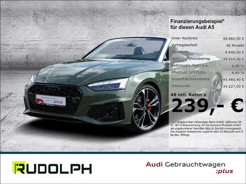 Distriktgrün metallic Gebraucht 2024 Audi A5 Cabriolet S-Line Cabrio | 48.860 € (Guter Preis) - Bild 1/3