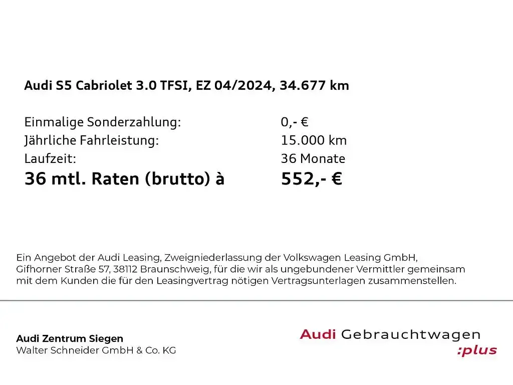 Gebraucht Audi S5 Cabriolet Sport 354 PS (260 kW) 2024 Chronosgrau metallic Cabrio