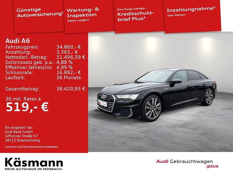 Brillantschwarz Gebraucht 2021 Audi A6 S-Line Limousine | 34.860 € (Superpreis) - Bild 1/4