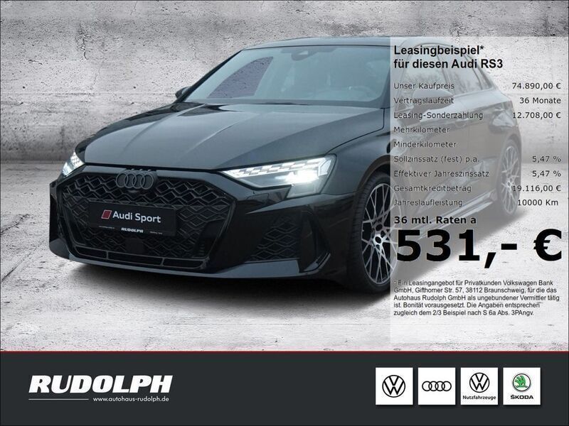 Schwarz Neu 2024 Audi RS3 Sportback Ambiente Kleinwagen | 74.890 € - Bild 1/4
