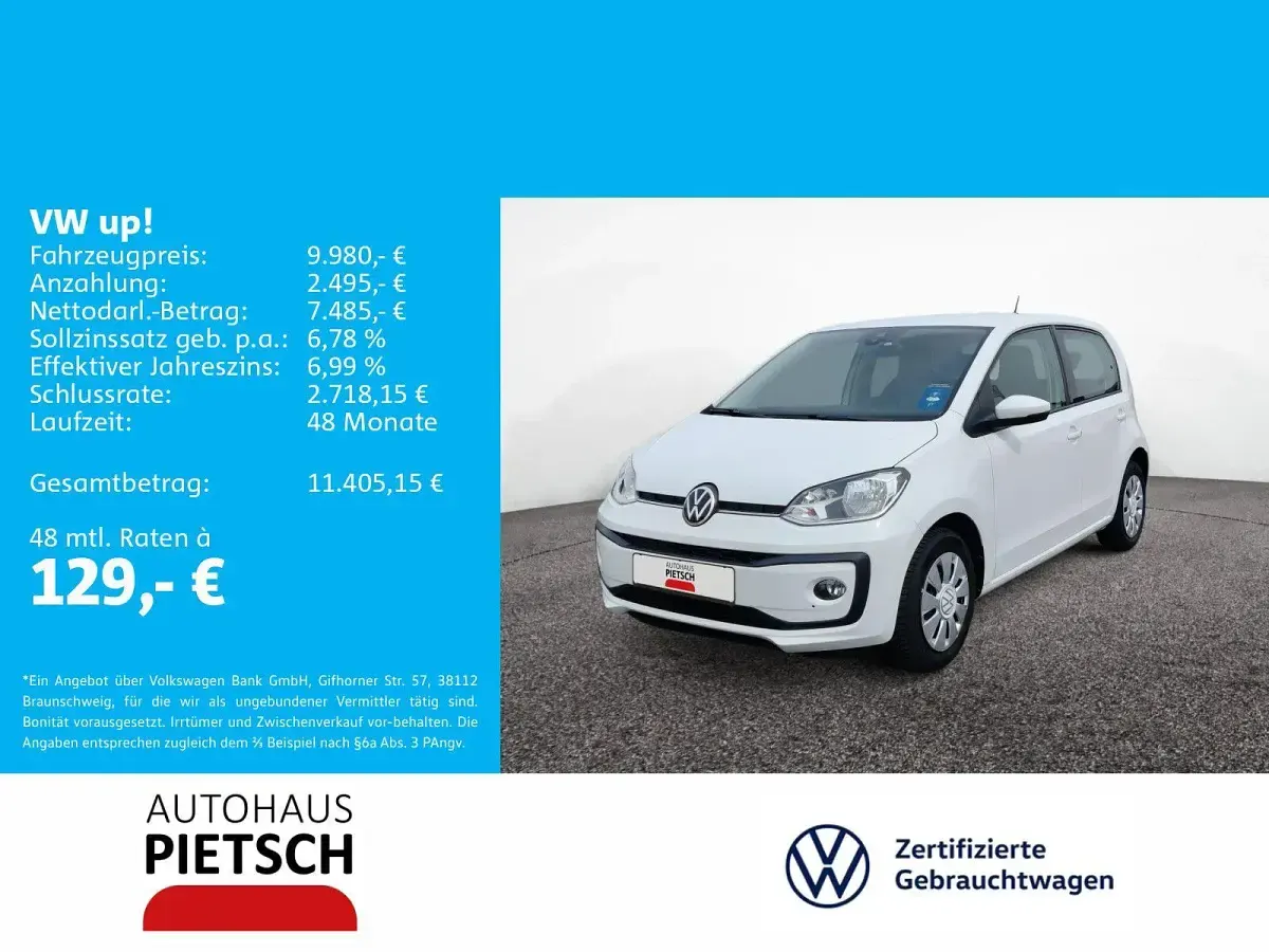 Gebraucht VW up! move up! 65 PS (47 kW) 2022 Weiß Kleinwagen