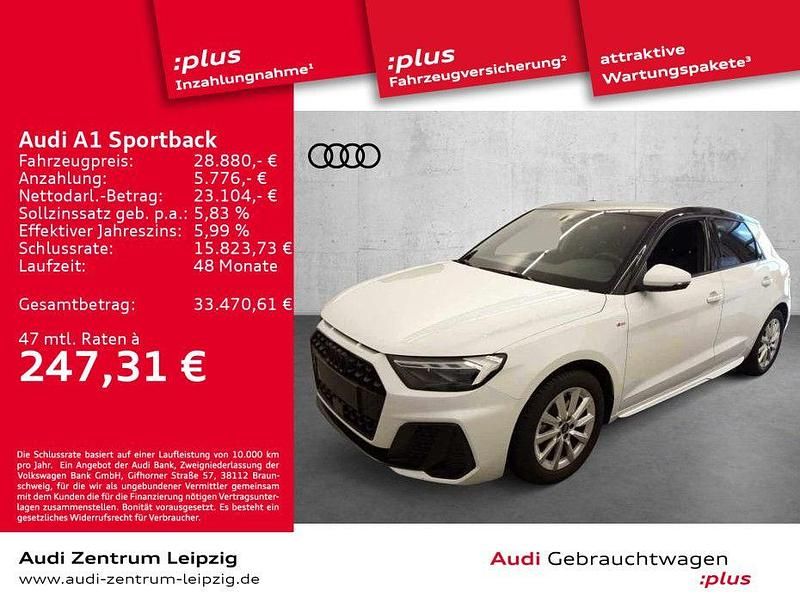 Gletscherweiß metallic Gebraucht 2023 Audi A1 Sportback S-Line Kleinwagen | 28.880 € (Etwas zu teuer) - Bild 1/3
