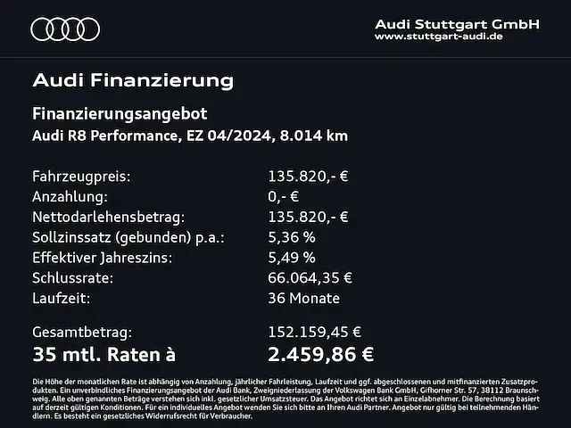 Gebraucht Audi R8 Coupé Performance 570 PS (419 kW) 2023 Schwarz Coupé